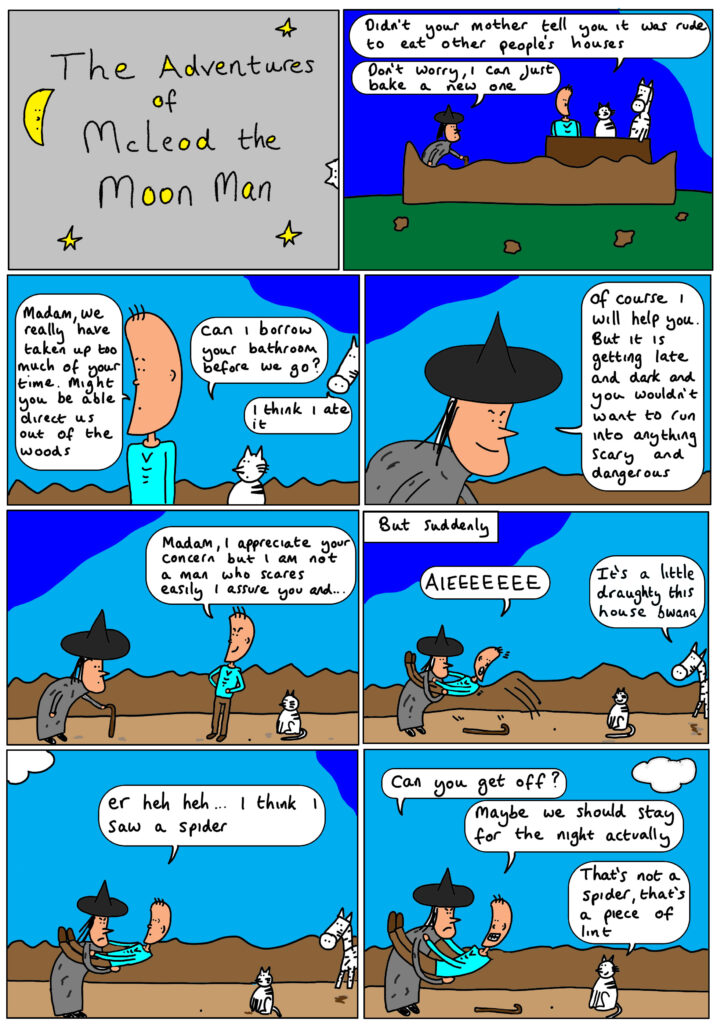 Book 2, Page 10/64, The Adventures of Mcleod the Moon Man and the Pot of Gold: A scary piece of lint